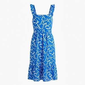Gilli Ruffle Midi Dress 1X Plus Blue White Abstract Swirl Tiered Summer Sundress